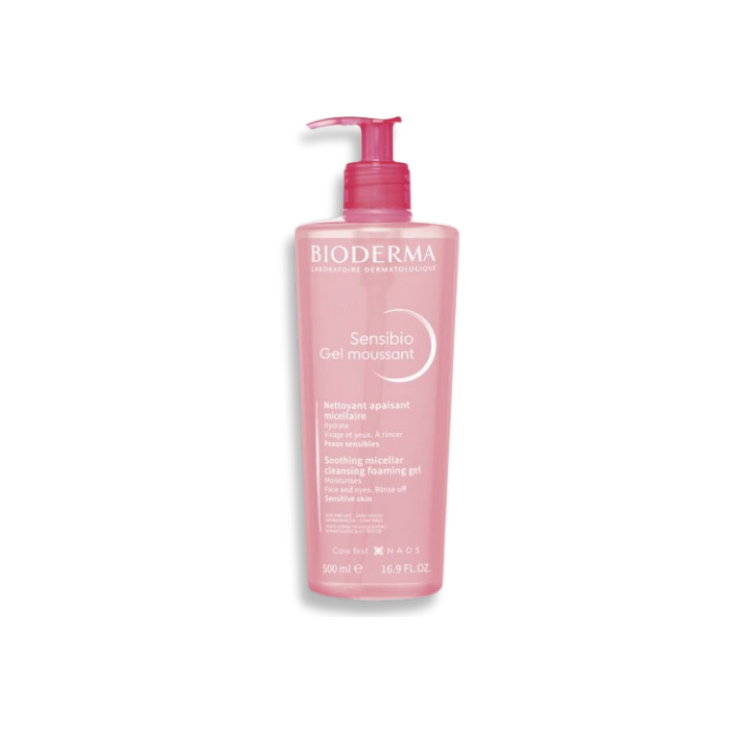 Gel limpiador Sensibio de Bioderma para pieles sensibles, con fórmula suave y calmante.