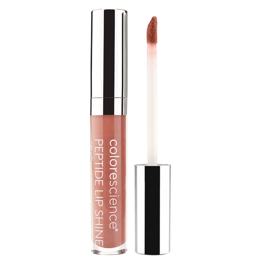 Brillo labial Peptide Lip Shine Champagne SPF 35 de Colorescience con protección solar y un toque de color rosado.