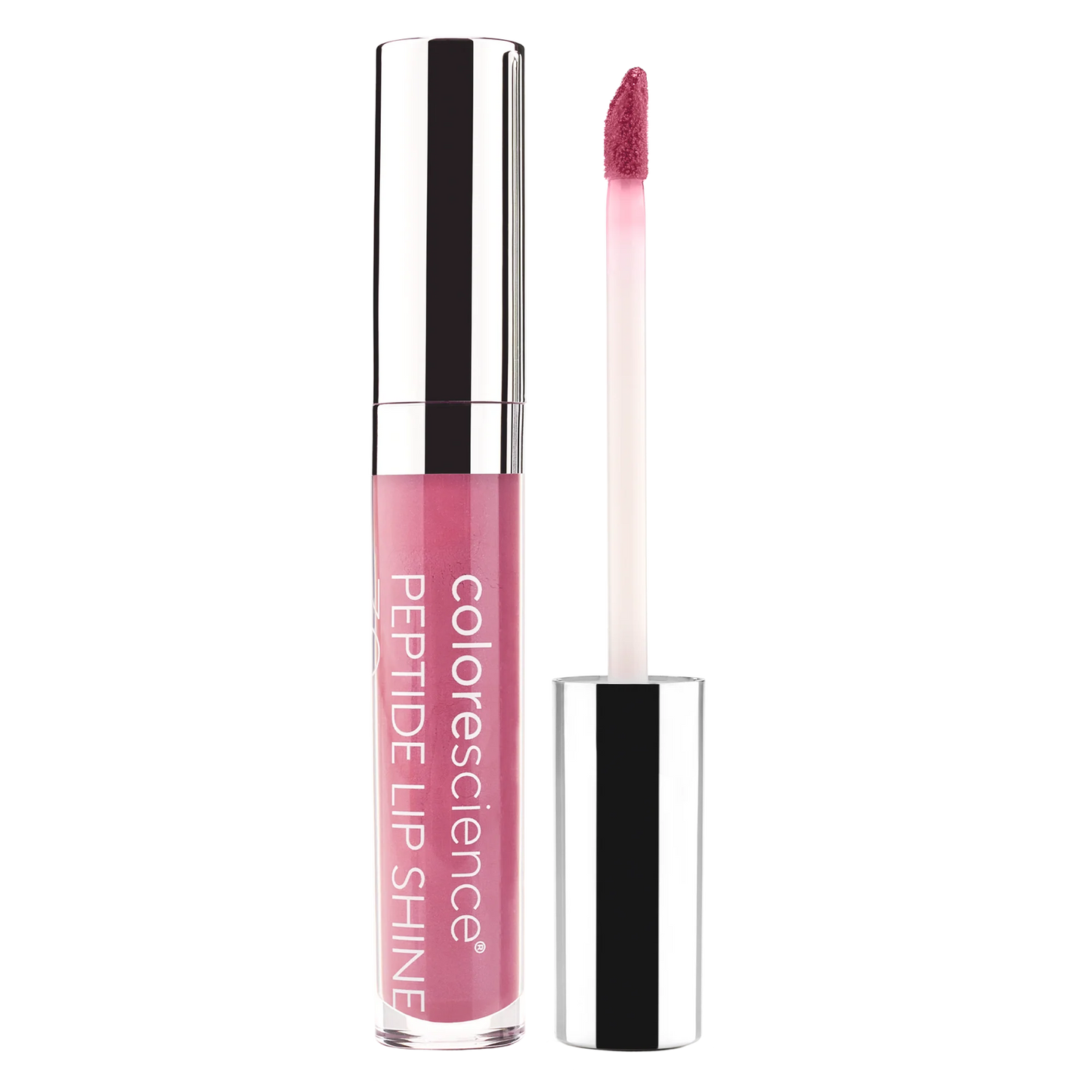 Brillo labial Peptide Lip Shine Pink SPF 35 de Colorescience con protección solar y un toque de color rosado.