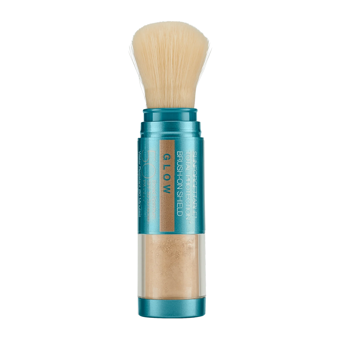 Protector solar en brocha Sunforgettable Total Protection Brush-On Shield Glow SPF 50 de Colorescience, con acabado luminoso y protección avanzada.