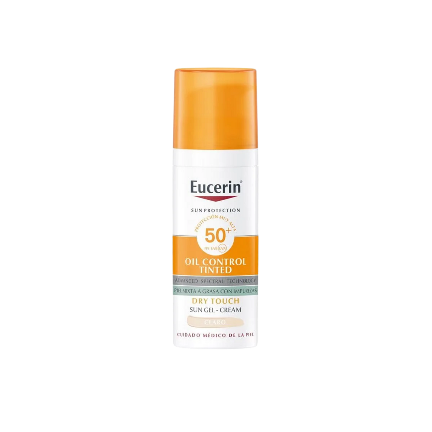 Eucerin Sun Gel-Creme Oil Control Dry Touch FPS 50+ tono claro, protector solar para pieles grasas y con exceso de brillo.