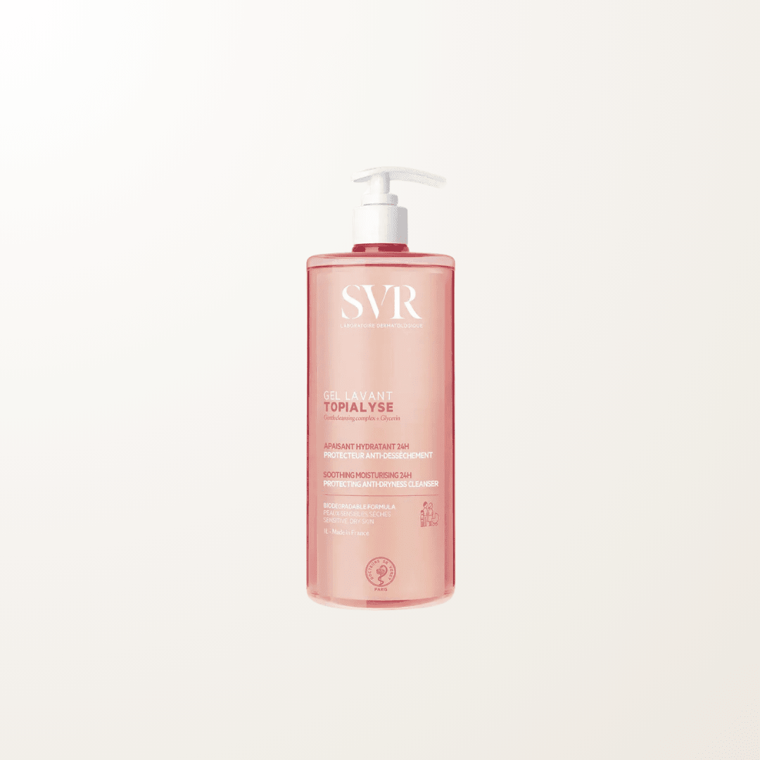 gel limpiador suave SVR Topialyse piel seca sensible eczema ducha rostro cuerpo