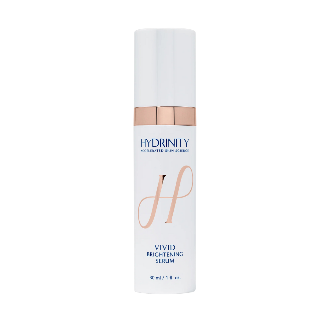 Vivid Brightening Serum de Hydrinity para iluminar y unificar el tono de la piel. También disponible en Farmacia Dermatológica EleneDerm.