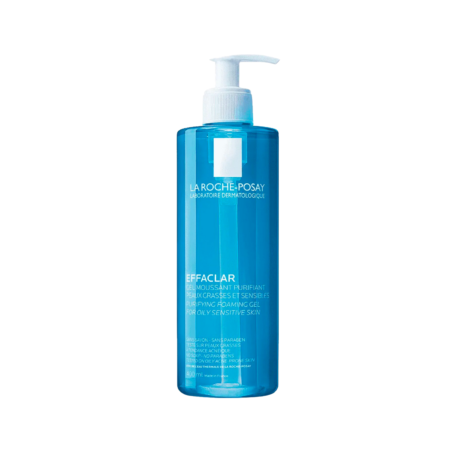 La Roche-Posay Effaclar Gel Limpiador Purificante Plus 400ml para piel grasa y acneica, disponible en Elenederm.