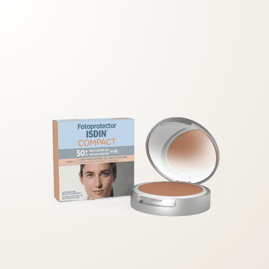 maquillaje compacto SPF50 ISDIN Compact Arena protector solar color facial