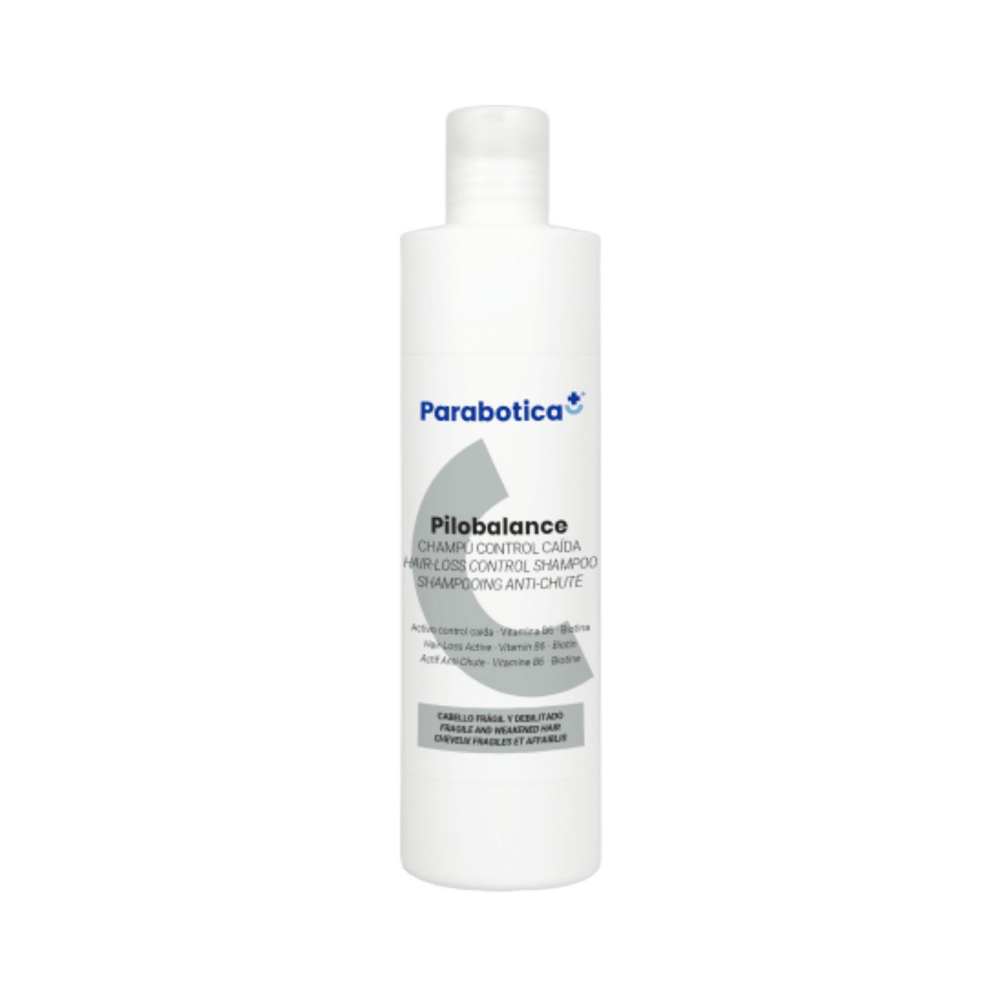 Shampoo de Parabotica Pilobalance Control Caída que tonifica y fortalece el cabello debilitado.