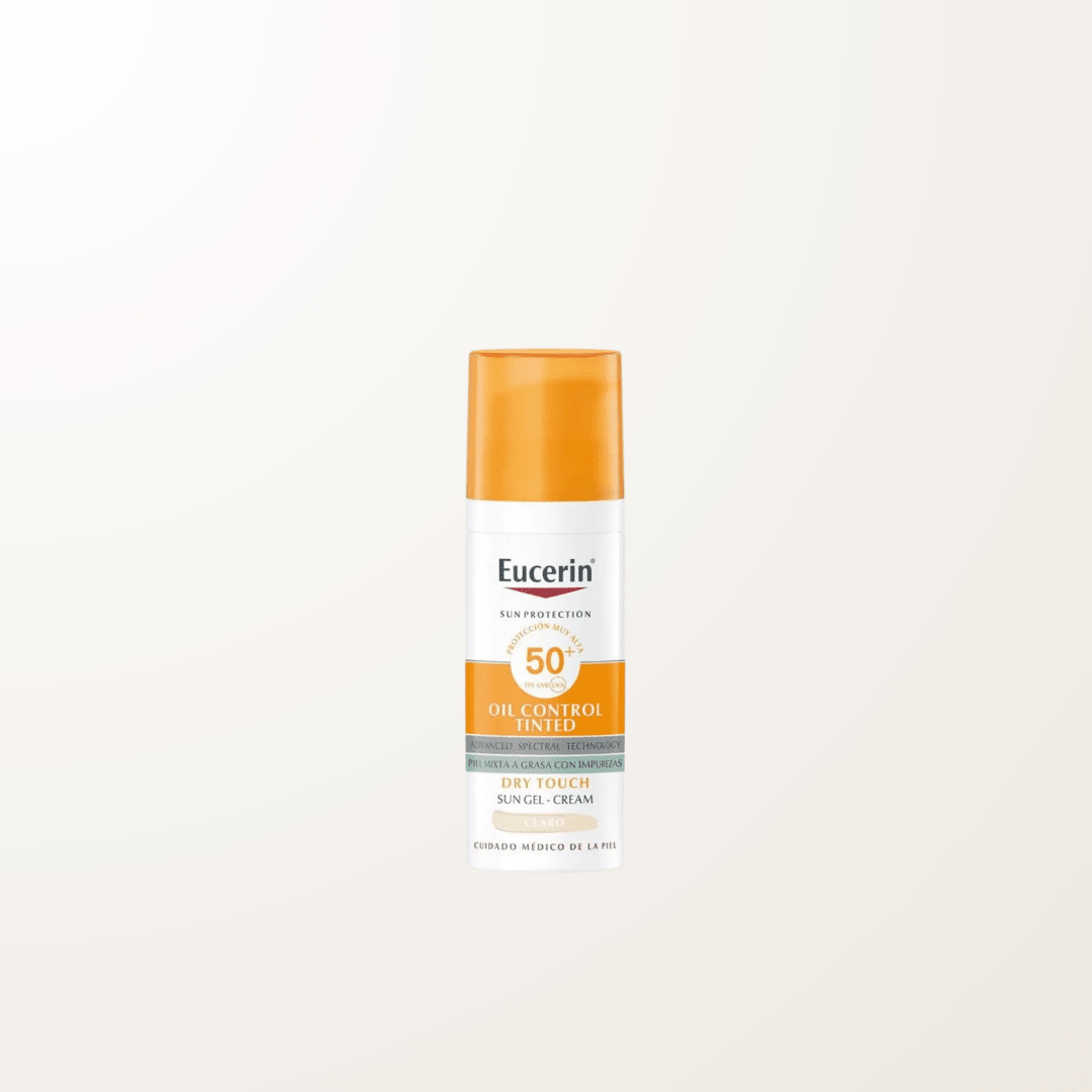protector solar tono claro SPF50 Eucerin piel grasa mate control brillo