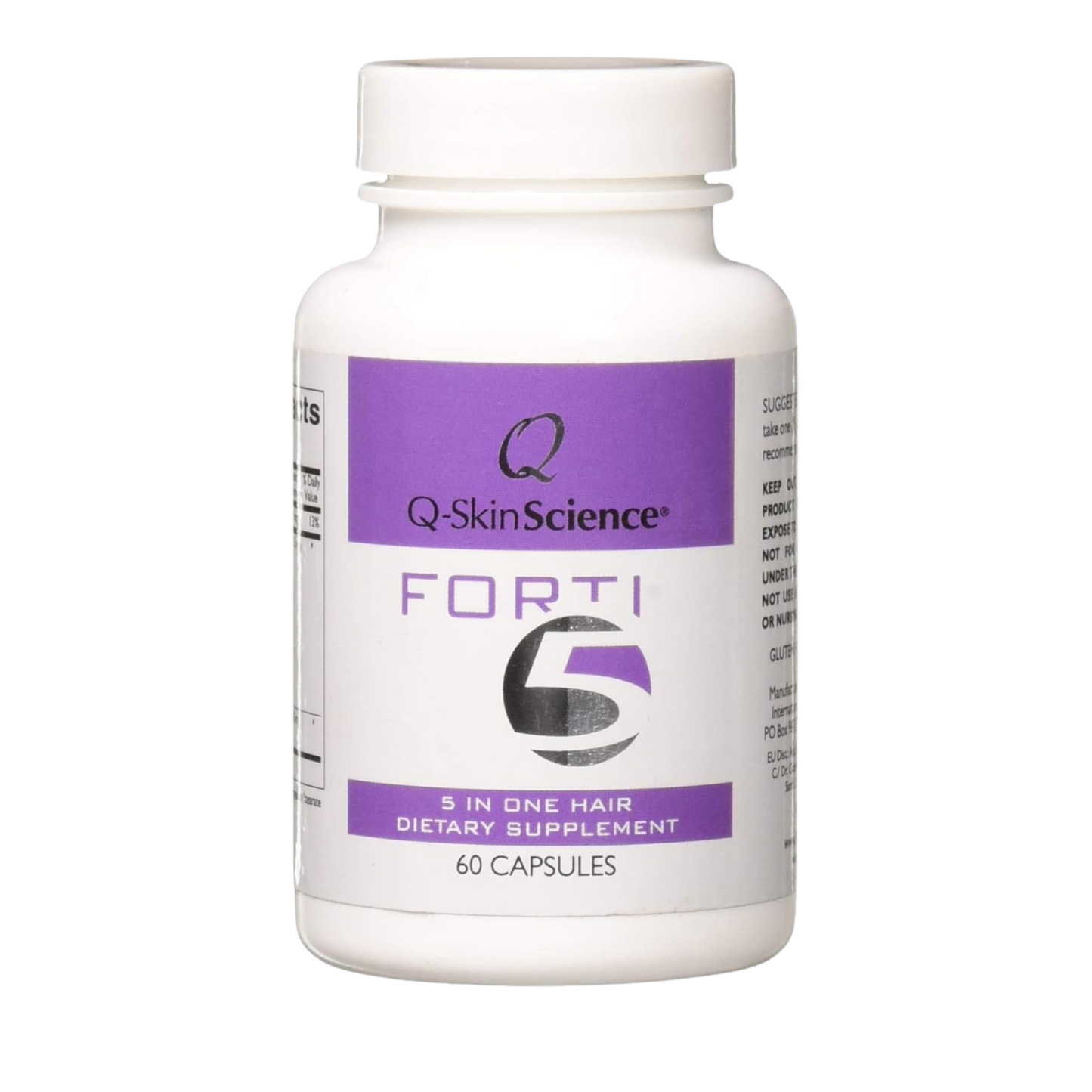 Q-SkinScience Forti 5 Cápsulas suplemento alimenticio que ayuda a prevenir la caida del cabello y para fortalecer el cabello - Elenederm.