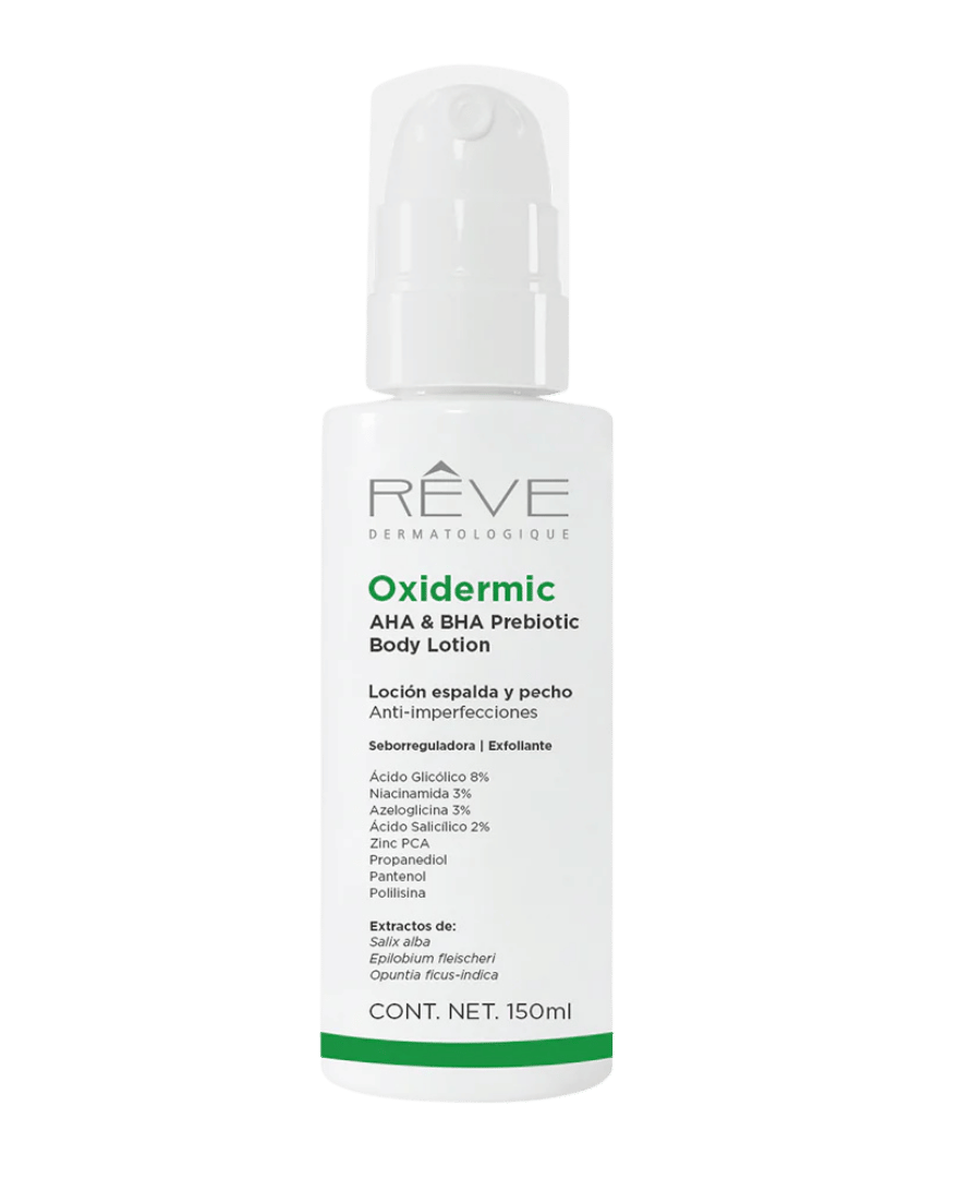 Loción corporal antioxidante Revederma Oxidermic® con niacinamida y activos calmantes.