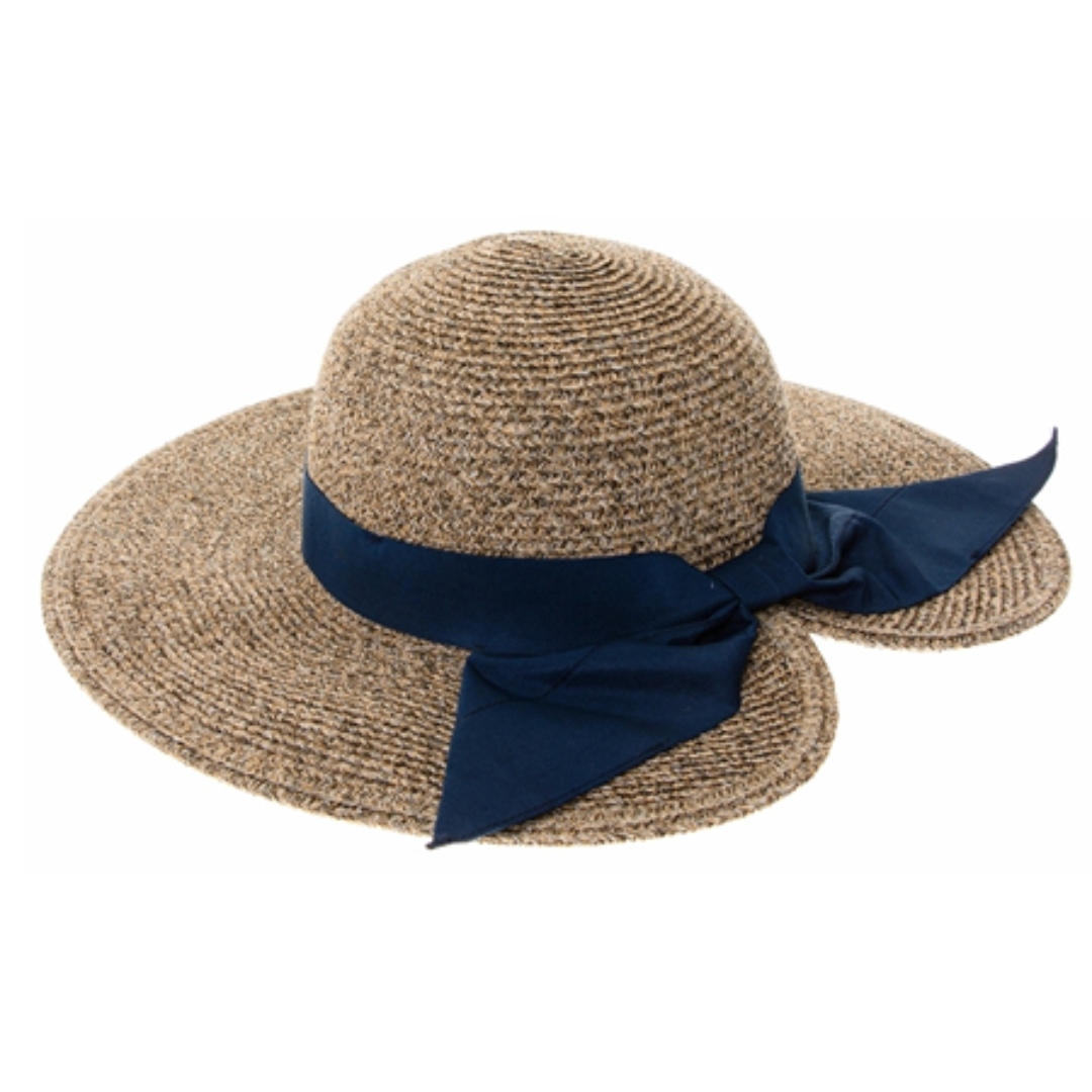 Sombrero Alex color beige con liston azul con protección solar UPF 50+.