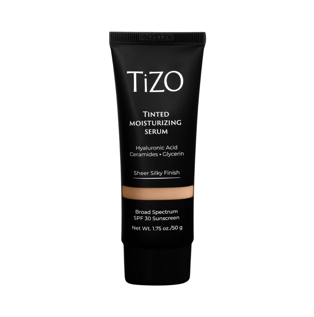 TIZO Tinted Moisturizing Serum SPF 40 protector solar mineral con color medium-deep para piel sensible.
