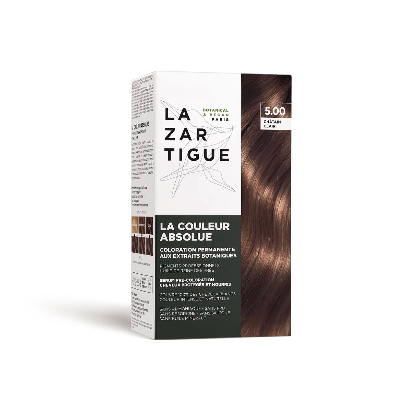 Coloración permanente vegana Lazartigue La Couleur Absolue 5.00 Castaño Claro con ingredientes naturales.