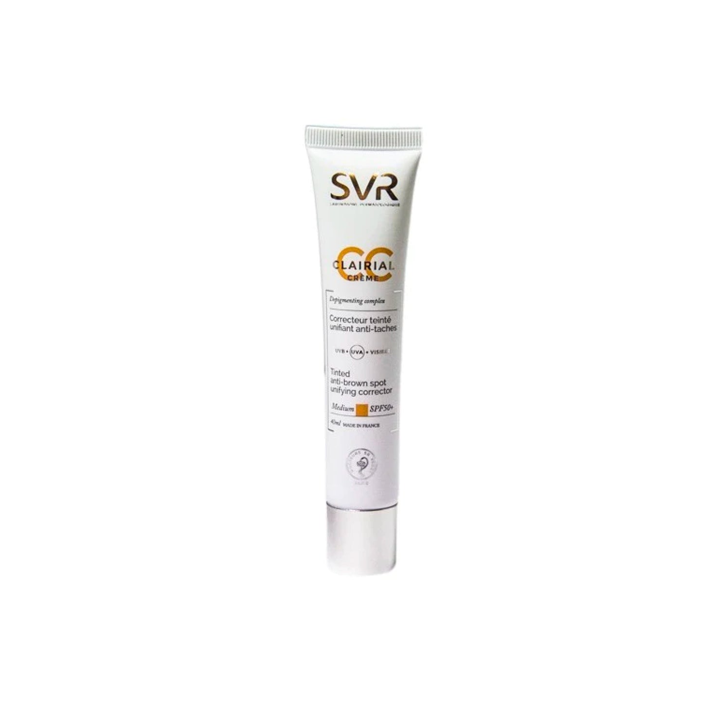 SVR Clairial CC Crema Color Medium 40ml, crema correctora de manchas con cobertura ligera, disponible en Elenederm.