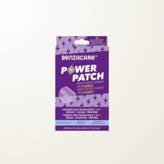 Caja Benzacare Power Patch parche invisible ácido salicílico y centella asiática para granos y espinillas