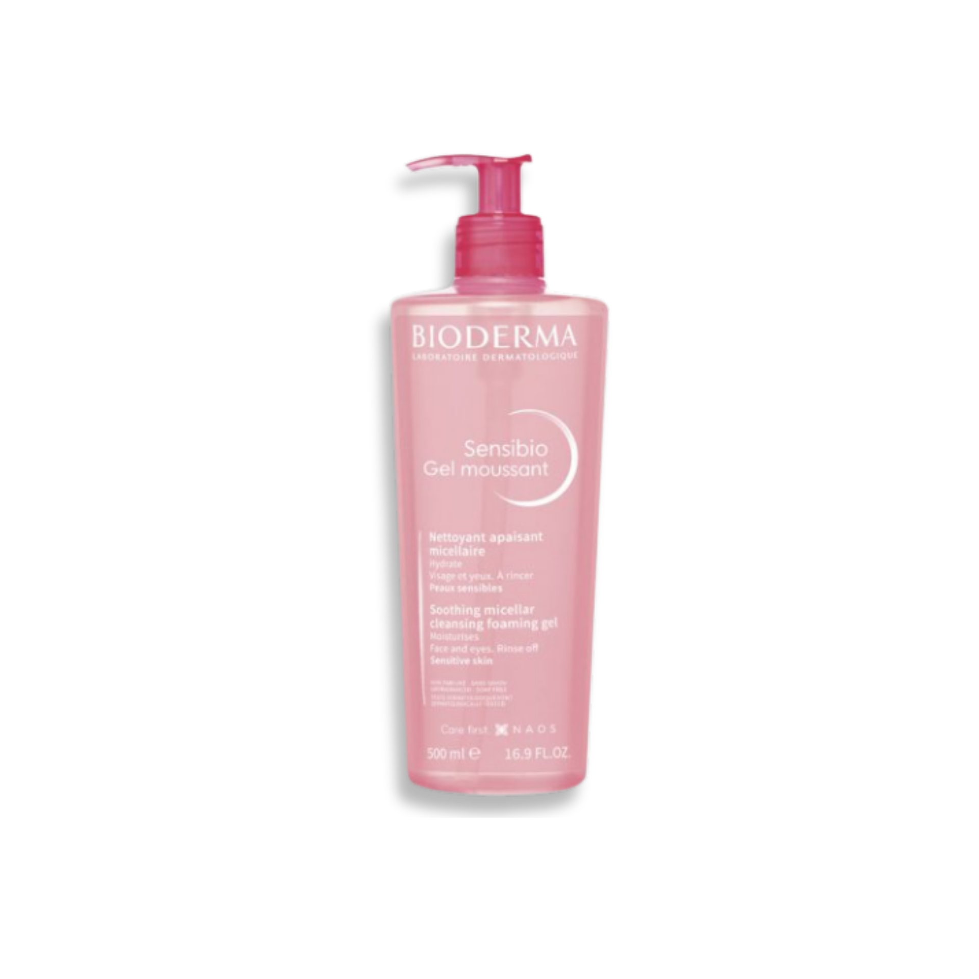 Gel limpiador Sensibio de Bioderma para pieles sensibles, con fórmula suave y calmante.