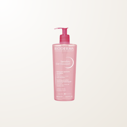 Bioderma Sensibio Gel Moussant, uno de los productos para piel sensible más recomendados por dermatólogos para una rutina de skincare sencilla y sin complicaciones.