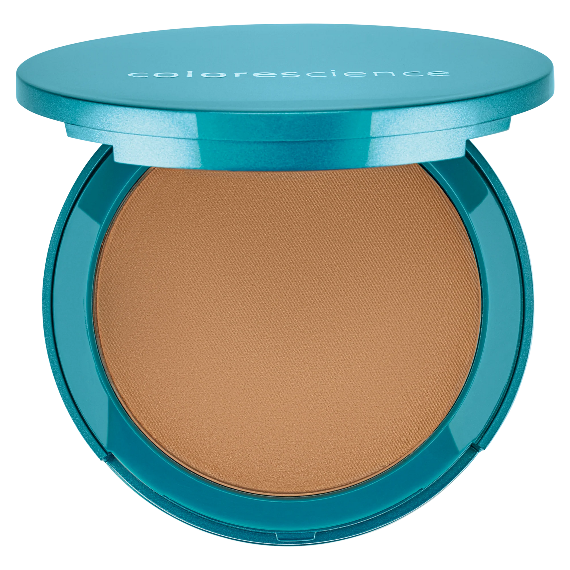 Base compacta Natural Finish Mineral Foundation SPF 20 en tono Tan Natural de Colorescience, para un acabado uniforme y protección solar.