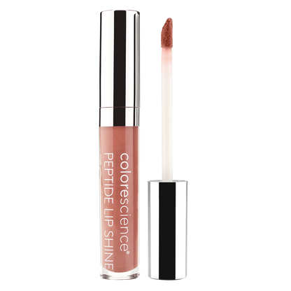 Brillo labial Peptide Lip Shine Champagne SPF 35 de Colorescience con protección solar y un toque de color rosado.