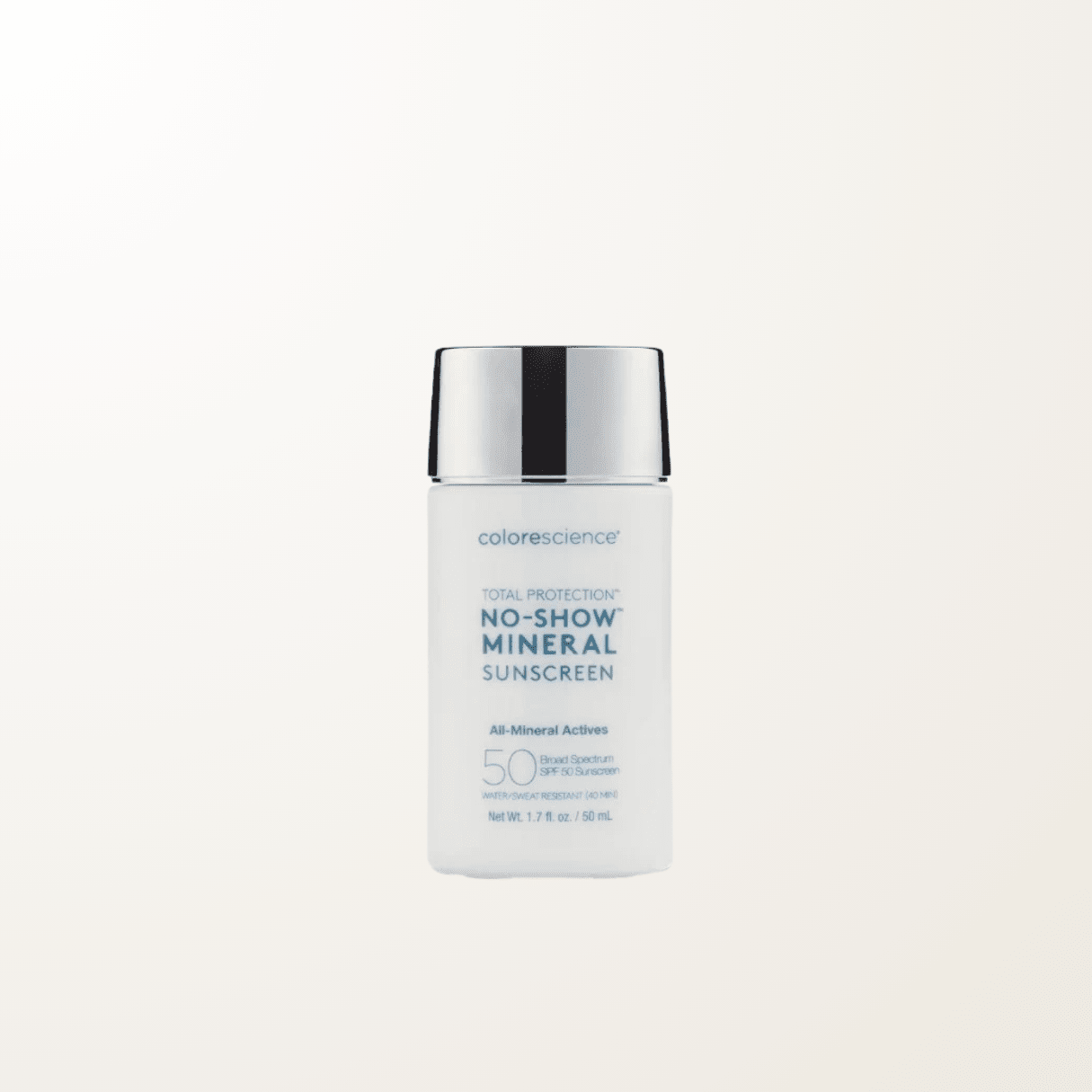 Frasco Colorescience Total Protection No-Show Mineral Sunscreen SPF 50 bloqueador transparente óxido de zinc