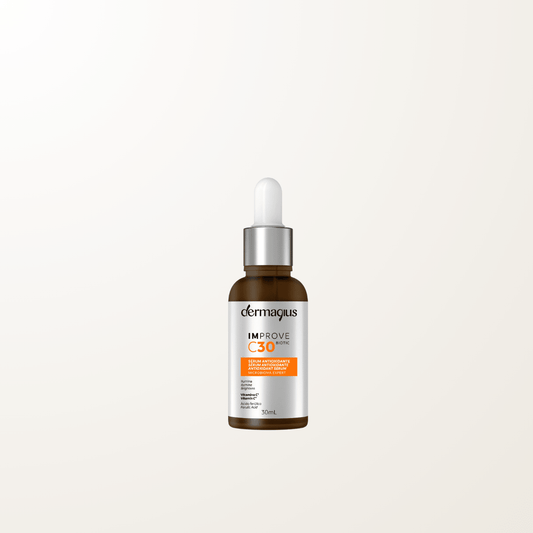 Frasco del Improve C30 Biotic Sérum Antioxidante de Dermagius con vitamina C nano al 30%, ácido ferúlico y prebióticos para luminosidad y firmeza.