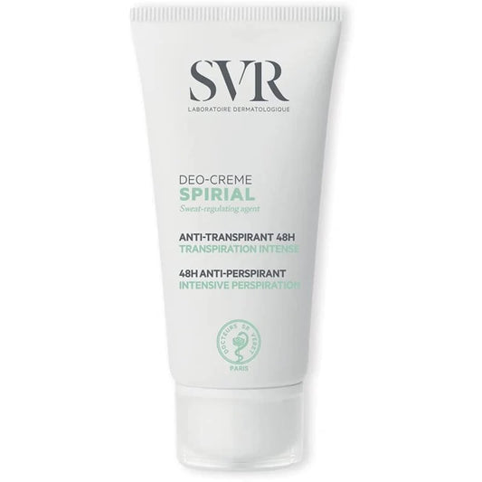 Descubre en Elenederm Spirial Crème de SVR crema para transpiración excesiva, protección duradera, fórmula suave.