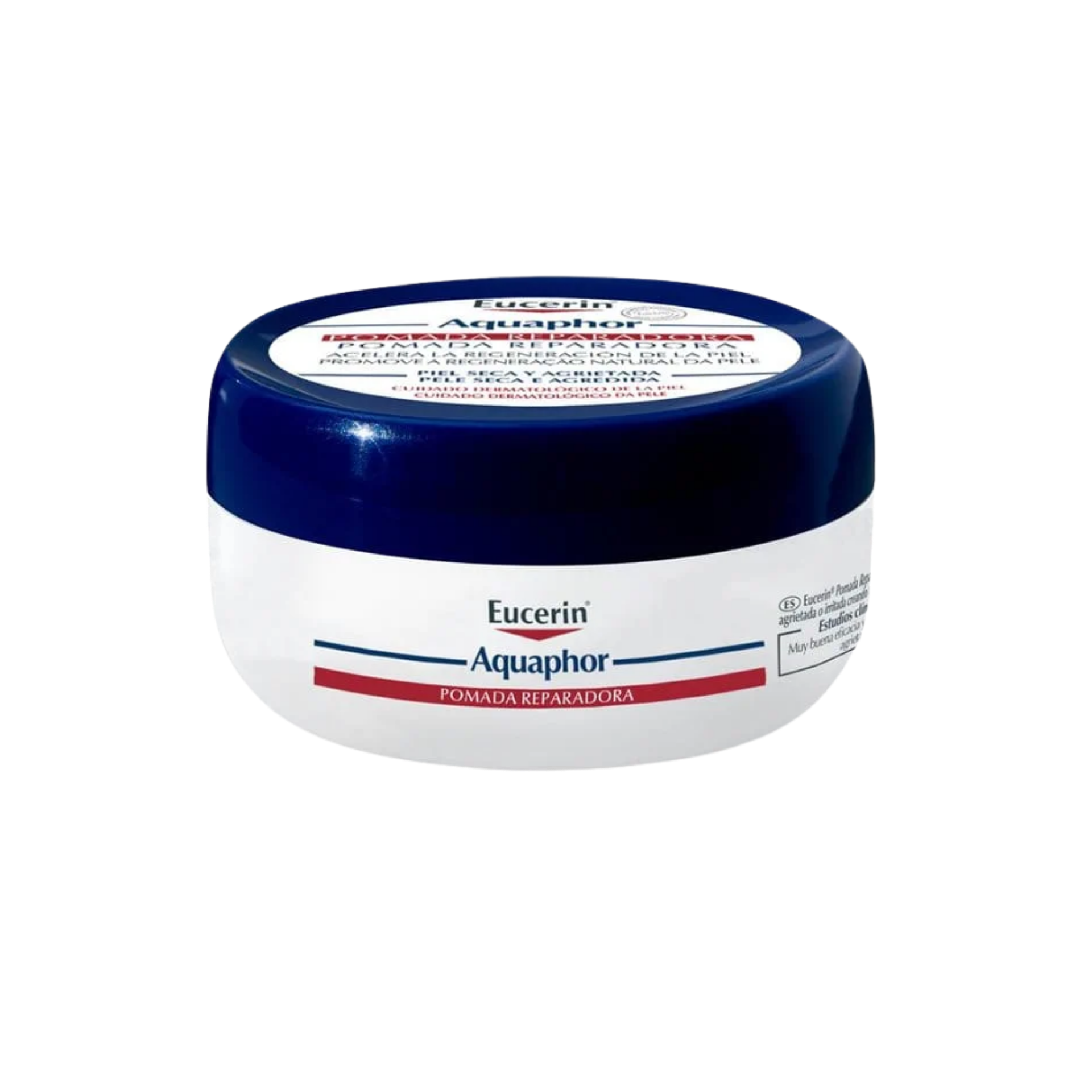 Eucerin Aquaphor pomada reparadora presentación en tarro de 80g para piel seca, agrietada o dañada.
