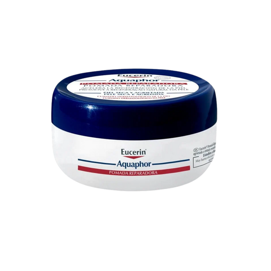 Eucerin Aquaphor pomada reparadora presentación en tarro de 80g para piel seca, agrietada o dañada.