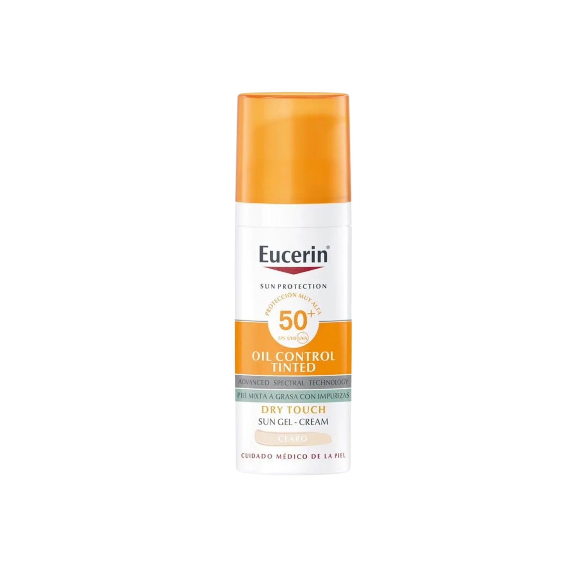 Eucerin Sun Gel-Creme Oil Control Dry Touch FPS 50+ tono claro, protector solar para pieles grasas y con exceso de brillo.
