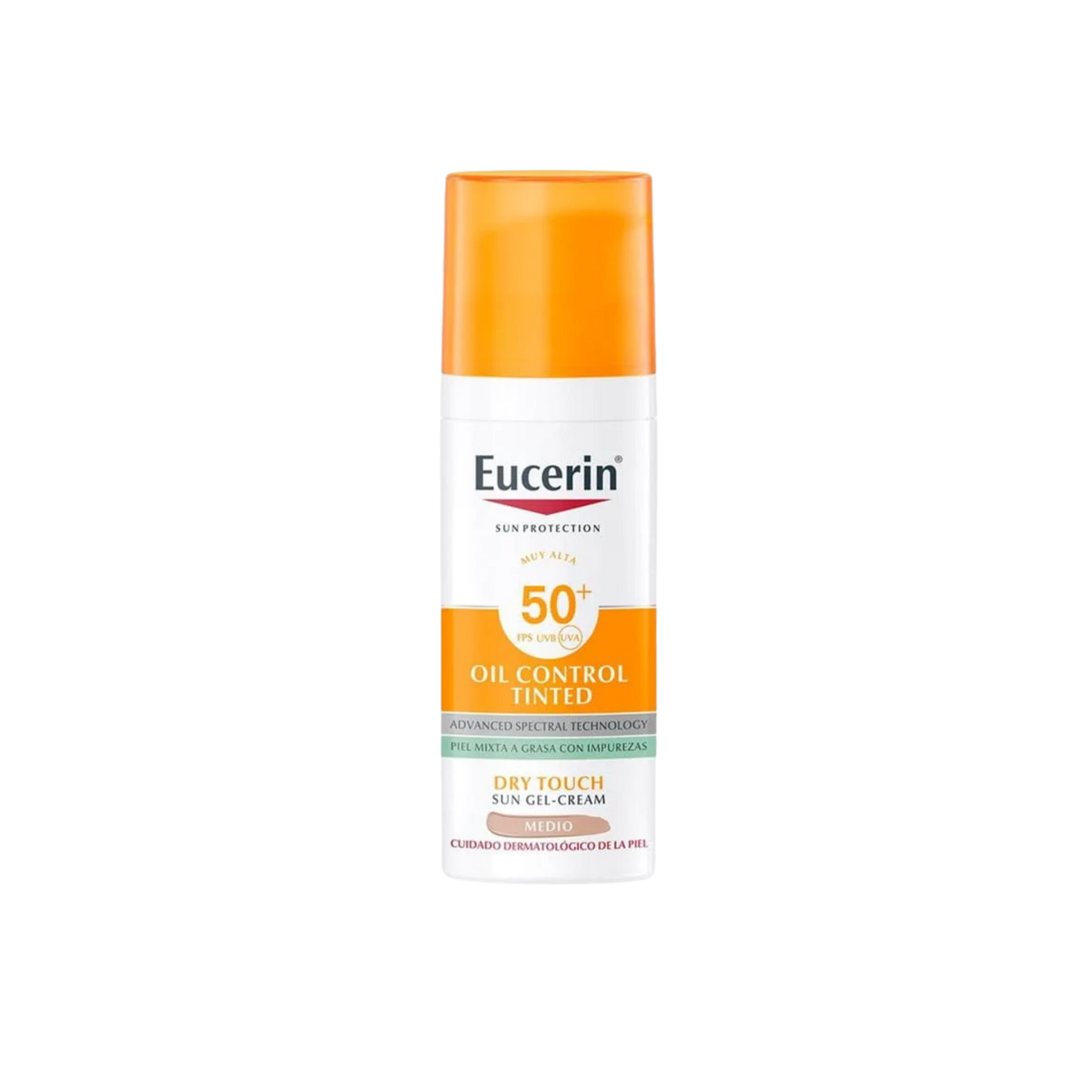 Eucerin Oil Control Tinted Medium SPF 50+, protector solar con color para pieles grasas y con acné.