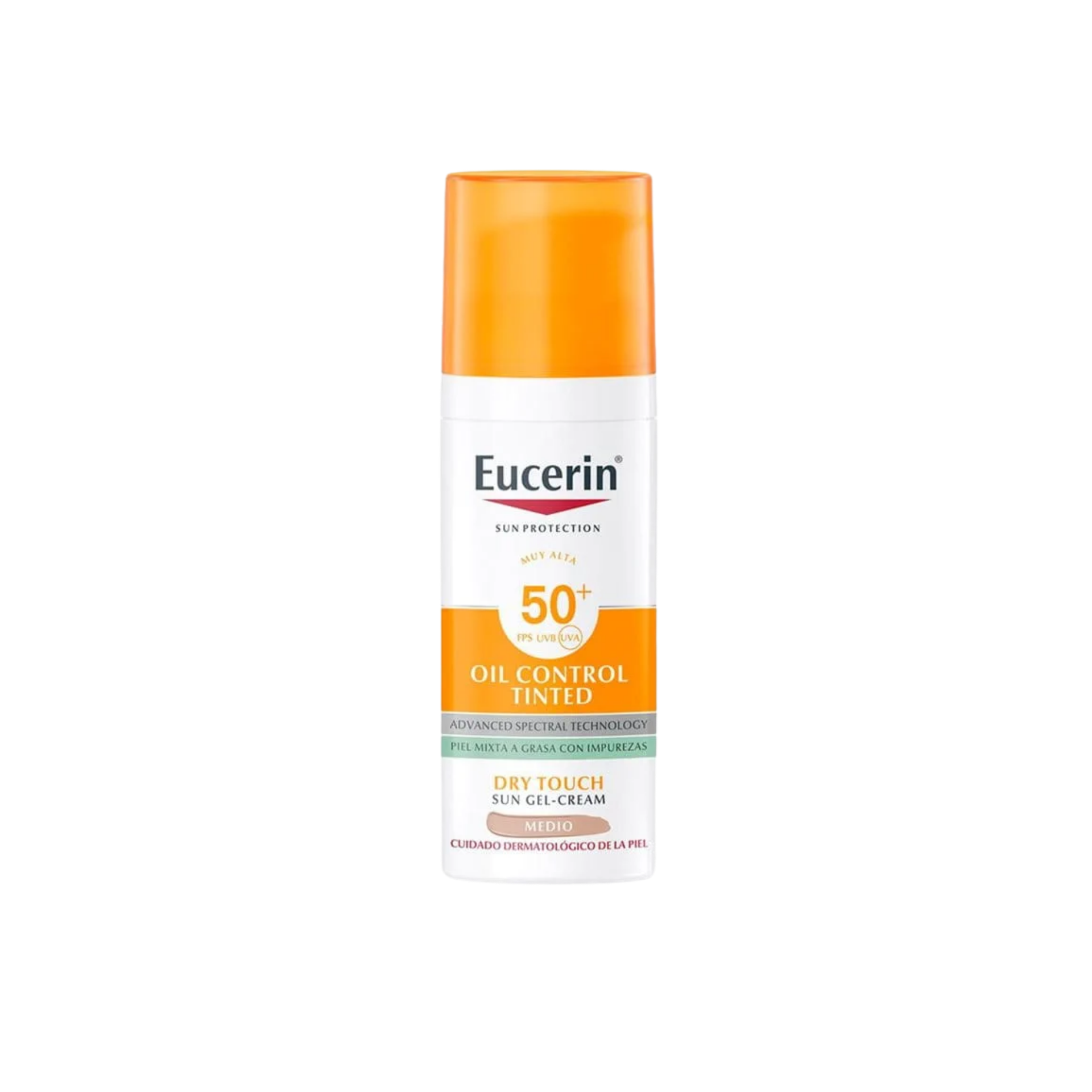 Eucerin Oil Control Tinted Medium SPF 50+, protector solar con color para pieles grasas y con acné.