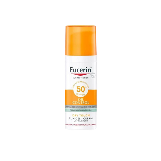 Eucerin Sun Gel-Creme Oil Control Dry Touch FPS 50+, protector solar para pieles grasas y con exceso de brillo.