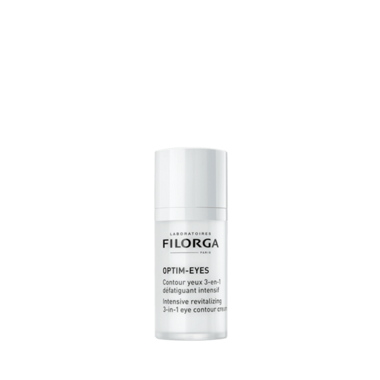 Frasco de Filorga Optim-Eyes 15ml para el cuidado del contorno de ojos.