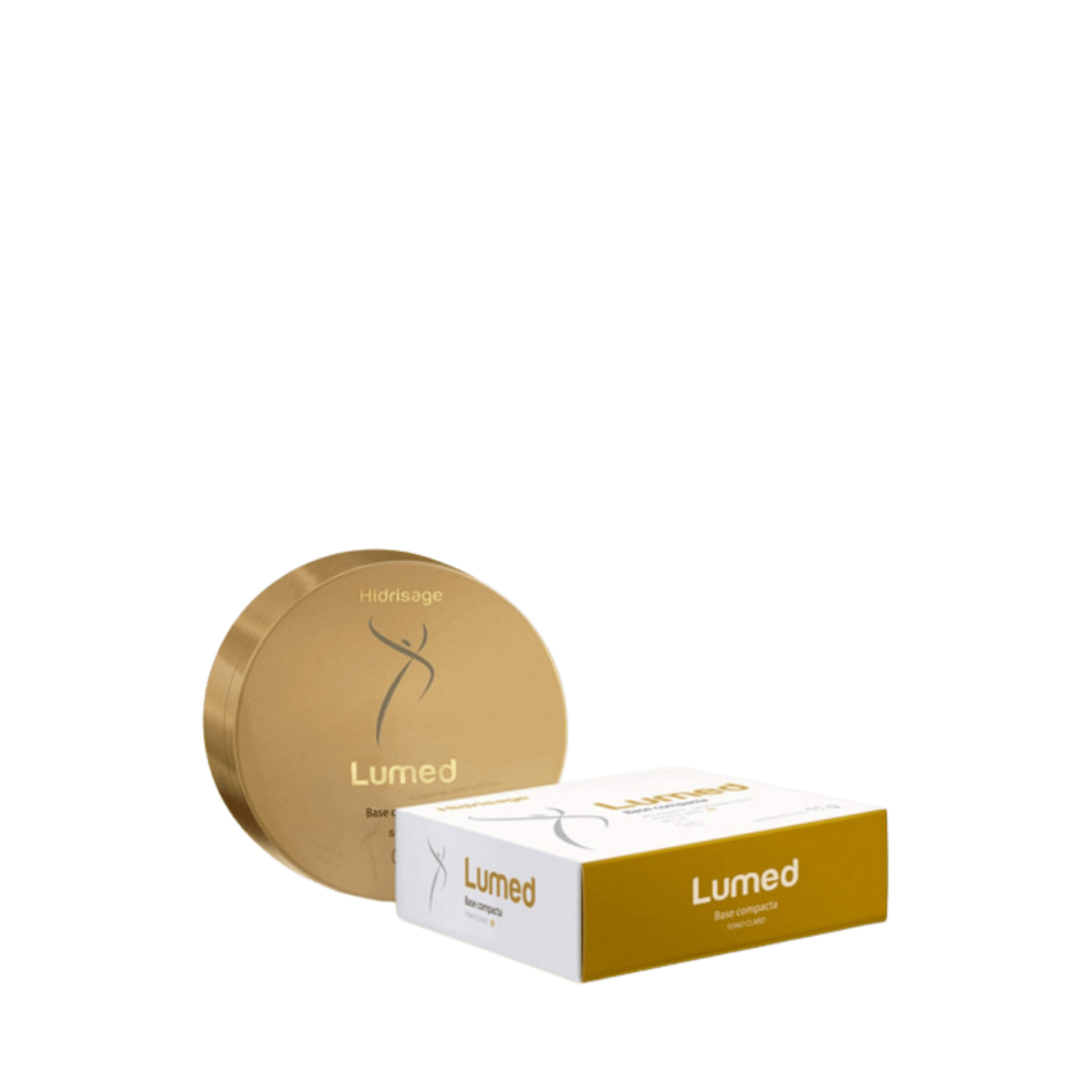Lumed Base Compacta SPF 50 tono claro de Hidrisage disponible en Elenederm. Maquillaje con protección solar, cobertura ligera y acabado mate para piel normal a mixta.