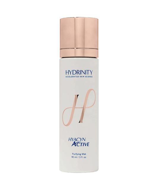Hydrinity Hyacyn Active Purifying Mist disponible en Elenederm. Bruma purificante para limpiar, calmar y proteger la piel frente a impurezas y agresores externos.