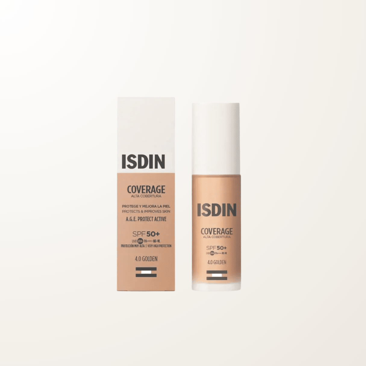 ISDIN Coverage Golden SPF 50+ maquillaje fotoprotector  tono golden con amplia cobertura apto para todo tipo de piel incluidas pieles sensibles y atopicas.
