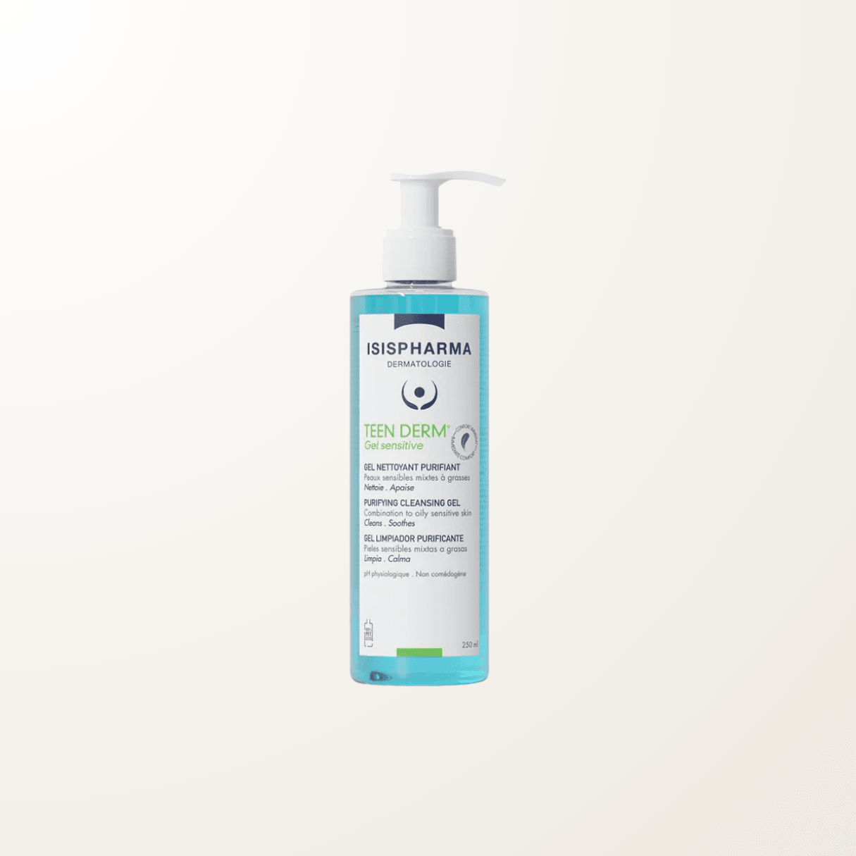 Isispharma Teen Derm Gel Sensitive limpiador purificante para piel grasa, mixtas y sensible limpia y calma