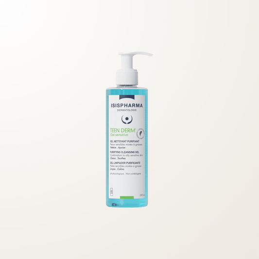 Isispharma Teen Derm Gel Sensitive limpiador purificante para piel grasa, mixtas y sensible limpia y calma