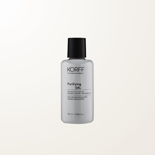 Frasco de Purifying SAL Korff, solución exfoliante para piel grasa y con poros dilatados