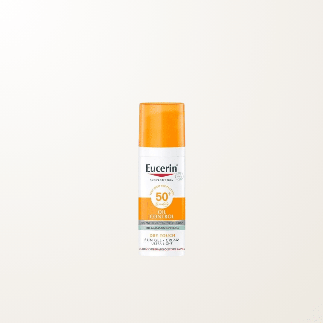 protector solar gel-crema SPF50 Eucerin piel grasa mate control aceite sin color
