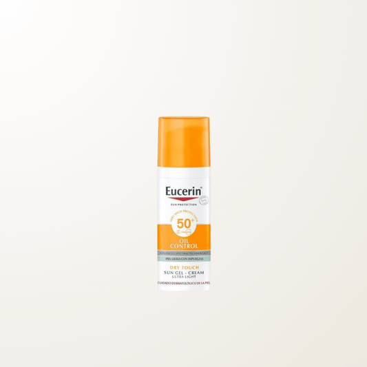 protector solar gel-crema SPF50 Eucerin piel grasa mate control aceite sin color