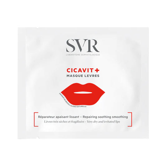 Encuentra en elenederm.com la mascarilla labial SVR CICAVIT+ para labios secos e irritados, hidrata y suaviza instantáneamente