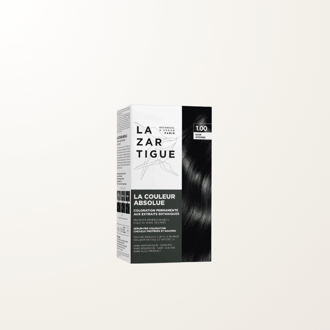 tinte vegano Lazartigue 1.00 negro intenso sin amoniaco cobertura canas permanente