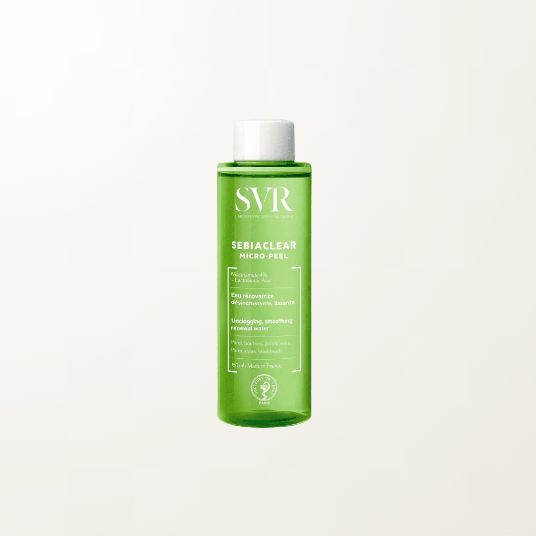 tónico micro-peeling SVR piel grasa sebo poros acne textura control brillo