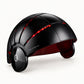 Casco LED negro con franjas rojas y almohadillas laterales, logo Unicskin, Unicled Helmet Omega 5.0