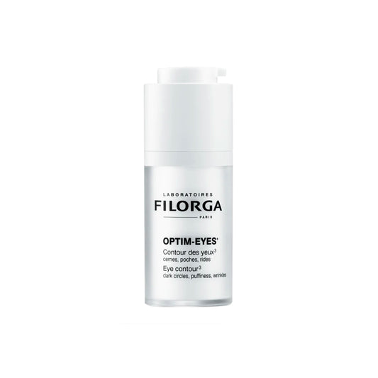 Frasco de Filorga Optim-Eyes 15ml para el cuidado del contorno de ojos.