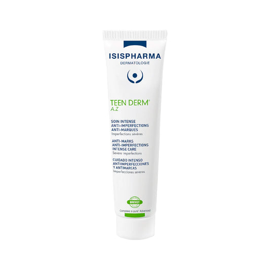 ISISPharma Teen Derma A-Z, tratamiento calmante para pieles sensibles e irritadas, disponible en Elenederm.