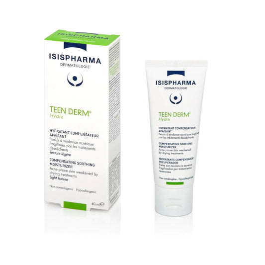 ISISPharma Teen Derm Hydra, crema hidratante para pieles jóvenes con imperfecciones, disponible en Elenederm.