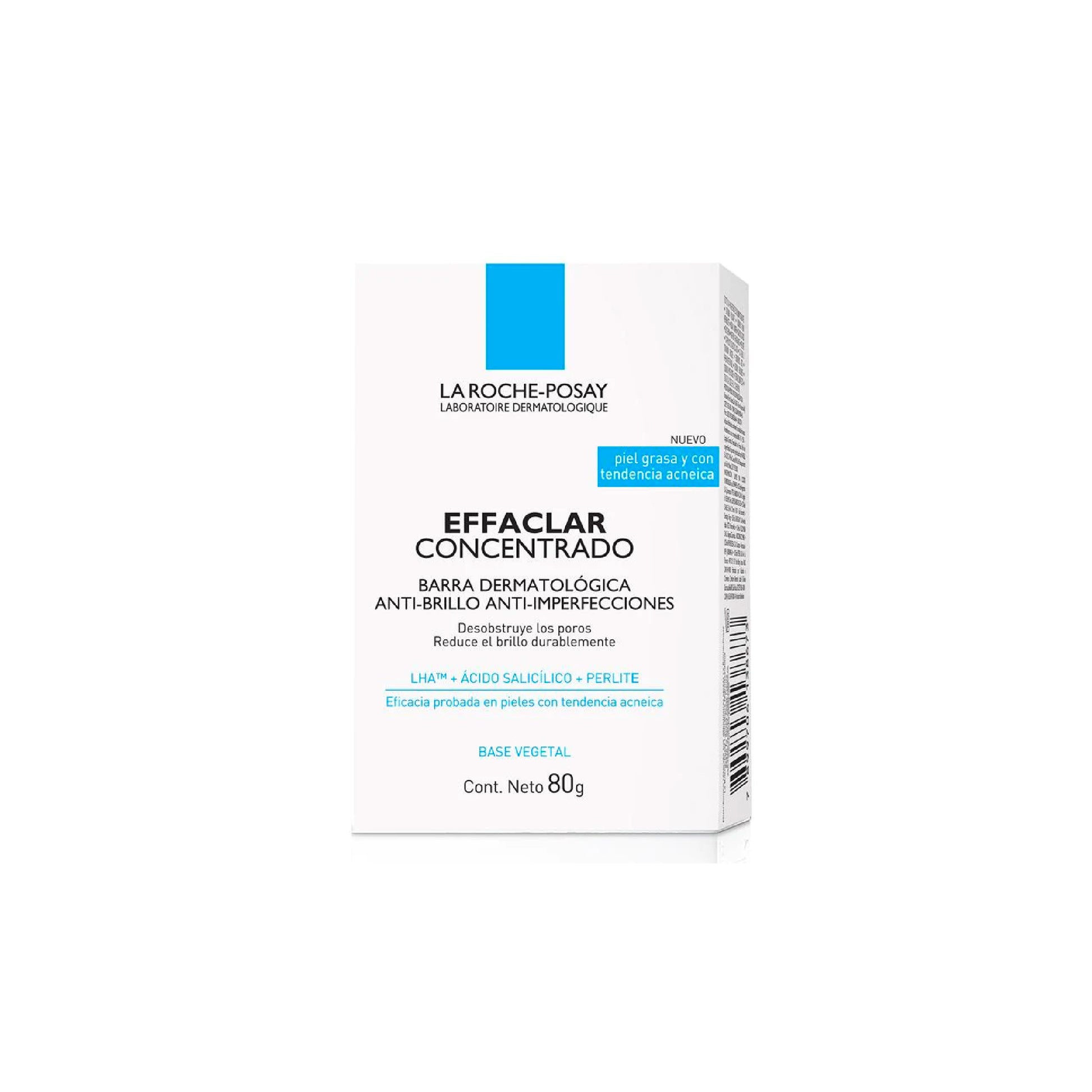 La Roche-Posay Effaclar Barra Concentrada 80g para piel grasa y acneica, disponible en Elenederm.
