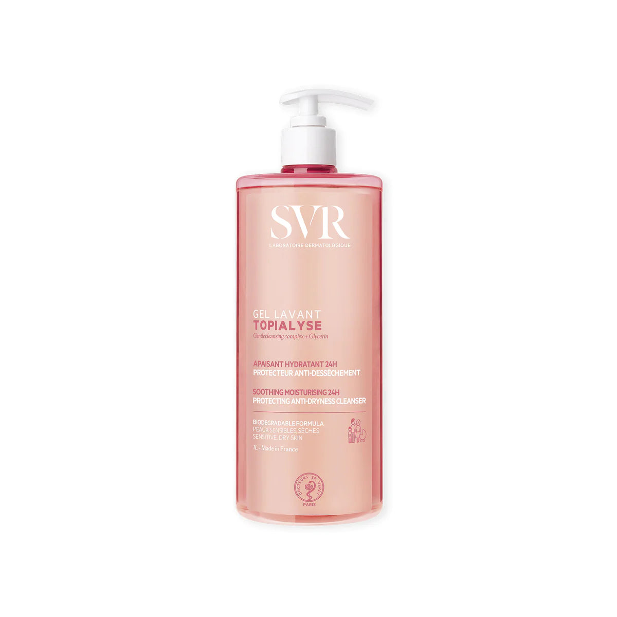 SVR Topialyse Gel Lavant 400ml para piel seca y sensible, disponible en Elenederm.